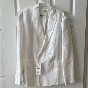 Zara Men's Cream Man Sartorial Double-Breasted Blazer 42R NWT